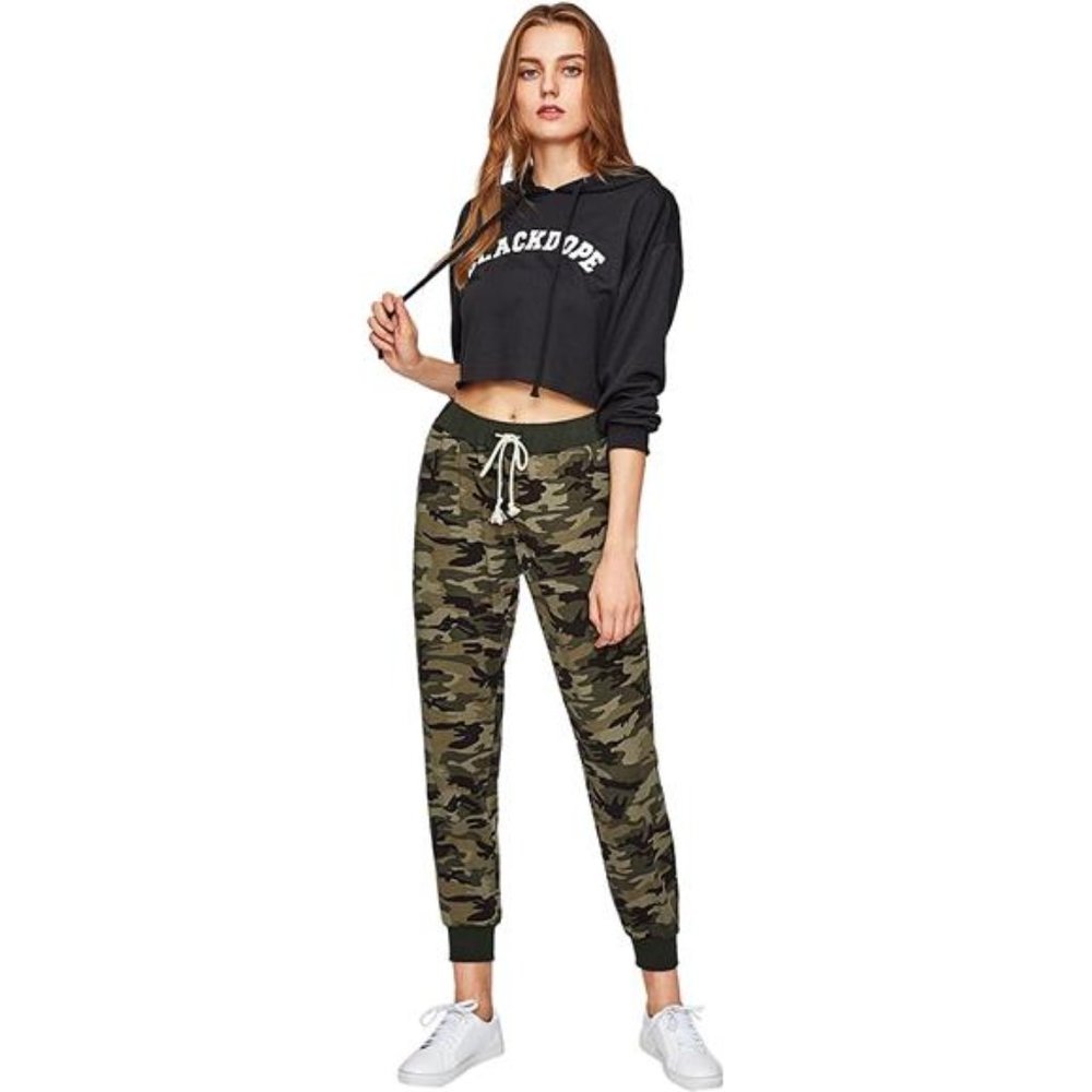 SweatyRocks Women's Elastic Waist Sweatpants Graphic Yoga Workout Jogger Pants - Picture 5 of 6
